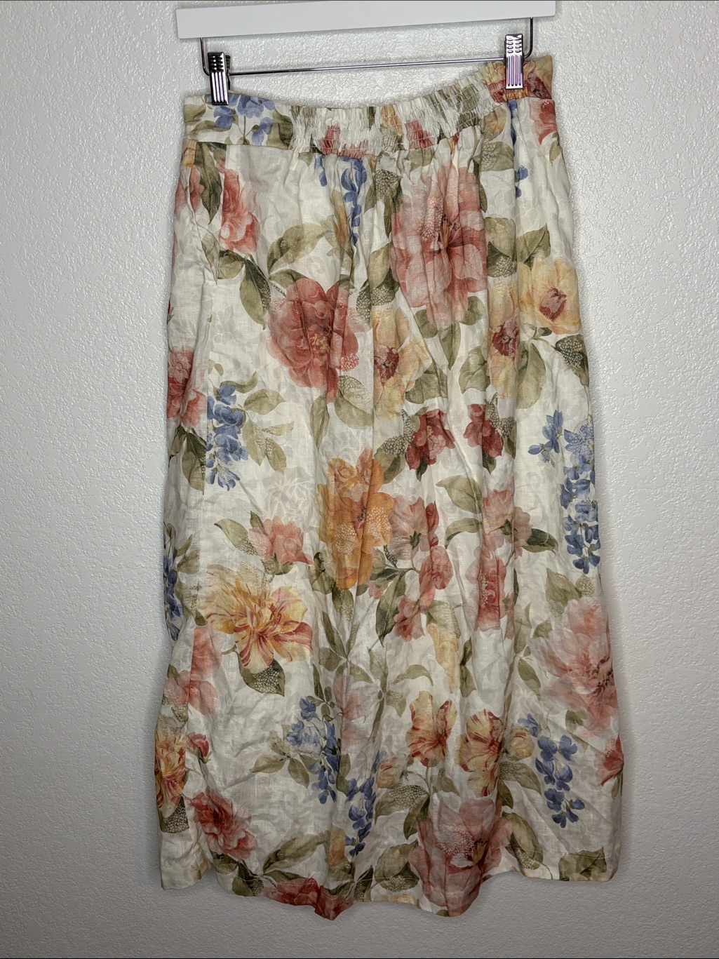 Line Markvardsen White Joy Skirt Summer Bloom Linen Midi Size Small — image 5 of 8